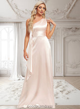 Load image into Gallery viewer, Rhianna A-line One Shoulder Floor-Length Stretch Satin Bridesmaid Dress With Ruffle HDOP0025818