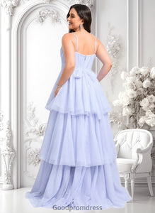 Rosie Ball-Gown/Princess Sweetheart Sweep Train Tulle Prom Dresses With Bow HDOP0025843