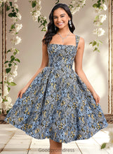 Load image into Gallery viewer, Madeleine A-line Square Knee-Length Jacquard Homecoming Dress With Bow HDOP0025687