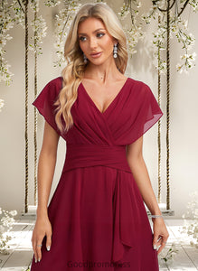 Moira A-line V-Neck Knee-Length Chiffon Homecoming Dress With Ruffle HDOP0025716