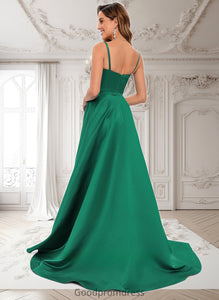 Shaylee A-line Sweetheart Sweep Train Satin Prom Dresses HDOP0025846