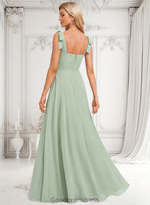 Eleanor A-line Square Floor-Length Chiffon Prom Dresses With Bow HDOP0025876