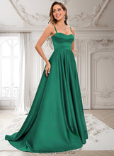 Load image into Gallery viewer, Shaylee A-line Sweetheart Sweep Train Satin Prom Dresses HDOP0025846