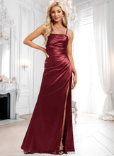 Load image into Gallery viewer, Susie Trumpet/Mermaid Square Floor-Length Stretch Satin Prom Dresses With Ruffle HDOP0025875