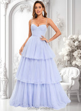 Load image into Gallery viewer, Rosie Ball-Gown/Princess Sweetheart Sweep Train Tulle Prom Dresses With Bow HDOP0025843