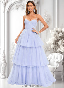 Rosie Ball-Gown/Princess Sweetheart Sweep Train Tulle Prom Dresses With Bow HDOP0025843