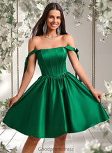 Load image into Gallery viewer, Alani Ball-Gown/Princess Straight Short Satin Homecoming Dress With Bow HDOP0025645