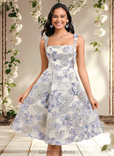 Load image into Gallery viewer, Madeleine A-line Square Knee-Length Jacquard Homecoming Dress With Bow HDOP0025687