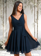 Load image into Gallery viewer, Jenna A-line V-Neck Short Chiffon Homecoming Dress With Pleated HDOP0025644