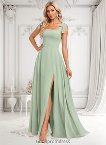 Eleanor A-line Square Floor-Length Chiffon Prom Dresses With Bow HDOP0025876