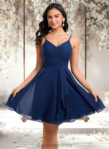 Jaelyn A-line V-Neck Short Chiffon Homecoming Dress HDOP0025641