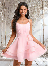 Load image into Gallery viewer, Gabriela A-line Scoop Mini Chiffon Homecoming Dress With Pleated HDOP0025675