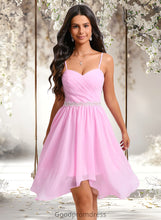 Load image into Gallery viewer, Mallory A-line Sweetheart Asymmetrical Chiffon Homecoming Dress With Beading HDOP0025690