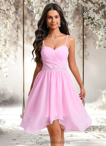 Mallory A-line Sweetheart Asymmetrical Chiffon Homecoming Dress With Beading HDOP0025690