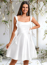 Load image into Gallery viewer, Naomi A-line Scoop Short Stretch Satin Homecoming Dress With Cascading Ruffles HDOP0025653