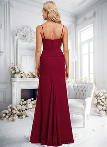 Lyla Trumpet/Mermaid V-Neck Floor-Length Chiffon Bridesmaid Dress HDOP0025825