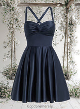 Load image into Gallery viewer, Deja A-line Sweetheart Short Satin Homecoming Dress With Pleated HDOP0025673