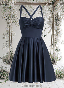 Deja A-line Sweetheart Short Satin Homecoming Dress With Pleated HDOP0025673