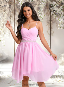 Mallory A-line Sweetheart Asymmetrical Chiffon Homecoming Dress With Beading HDOP0025690