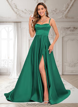 Load image into Gallery viewer, Shaylee A-line Sweetheart Sweep Train Satin Prom Dresses HDOP0025846