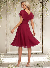 Load image into Gallery viewer, Moira A-line V-Neck Knee-Length Chiffon Homecoming Dress With Ruffle HDOP0025716