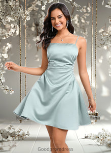 LuLu A-line Straight Short Satin Homecoming Dress HDOP0025643