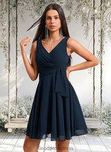 Load image into Gallery viewer, Jenna A-line V-Neck Short Chiffon Homecoming Dress With Pleated HDOP0025644