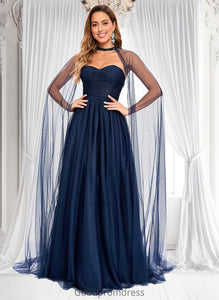 Lyla Ball-Gown/Princess Sweetheart Sweep Train Tulle Prom Dresses With Beading Sequins HDOP0025848