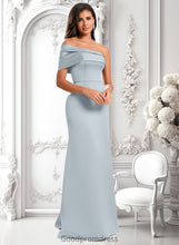 Load image into Gallery viewer, Erica A-line Asymmetrical Off the Shoulder Floor-Length Satin Prom Dresses HDOP0025884