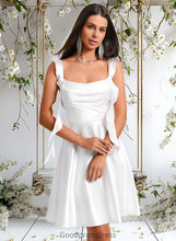 Load image into Gallery viewer, Naomi A-line Scoop Short Stretch Satin Homecoming Dress With Cascading Ruffles HDOP0025653