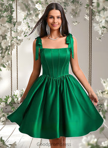 Alani Ball-Gown/Princess Straight Short Satin Homecoming Dress With Bow HDOP0025645