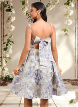 Load image into Gallery viewer, Madeleine A-line Square Knee-Length Jacquard Homecoming Dress With Bow HDOP0025687