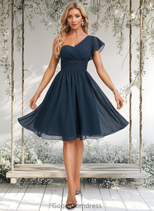 Imani A-line One Shoulder Knee-Length Chiffon Homecoming Dress With Ruffle HDOP0025722