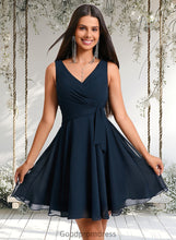 Load image into Gallery viewer, Jenna A-line V-Neck Short Chiffon Homecoming Dress With Pleated HDOP0025644