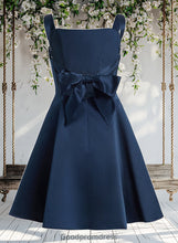 Load image into Gallery viewer, Jordin A-line Straight Short Satin Homecoming Dress With Bow HDOP0025639