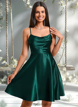 Load image into Gallery viewer, Anika A-line Cowl Short Stretch Satin Homecoming Dress HDOP0025664