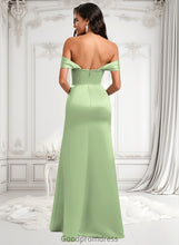 Load image into Gallery viewer, Jocelyn Trumpet/Mermaid Off the Shoulder Square Floor-Length Satin Prom Dresses With Ruffle HDOP0025883