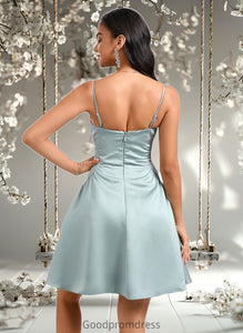 LuLu A-line Straight Short Satin Homecoming Dress HDOP0025643