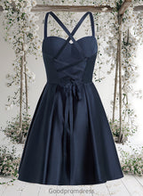 Load image into Gallery viewer, Deja A-line Sweetheart Short Satin Homecoming Dress With Pleated HDOP0025673