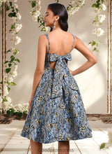 Load image into Gallery viewer, Madeleine A-line Square Knee-Length Jacquard Homecoming Dress With Bow HDOP0025687