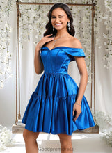 Load image into Gallery viewer, Piper Ball-Gown/Princess Off the Shoulder Short Satin Homecoming Dress HDOP0025680