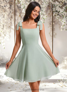 Princess A-line Square Short Chiffon Homecoming Dress With Bow HDOP0025655