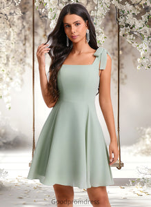 Princess A-line Square Short Chiffon Homecoming Dress With Bow HDOP0025655