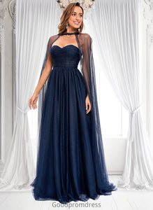 Lyla Ball-Gown/Princess Sweetheart Sweep Train Tulle Prom Dresses With Beading Sequins HDOP0025848