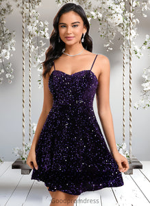 Shyla A-line Sweetheart Short Sequin Homecoming Dress HDOP0025649