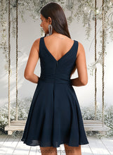 Load image into Gallery viewer, Jenna A-line V-Neck Short Chiffon Homecoming Dress With Pleated HDOP0025644