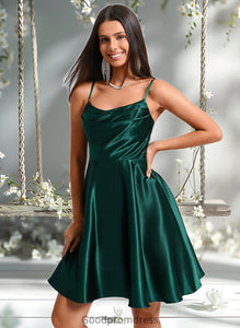 Anika A-line Cowl Short Stretch Satin Homecoming Dress HDOP0025664