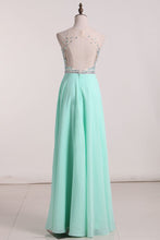 Load image into Gallery viewer, Prom Dresses Open Back A Line Chiffon &amp; Tulle With Beads And Rhinestones
