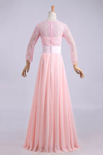 Load image into Gallery viewer, Bridesmaid Dresses A-Line Scoop Lace And Chiffon Floor-Length