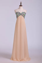 Load image into Gallery viewer, Multi Color Beadwork &amp; Beaded Straps Connecting Across The Center Of The Back Prom Dresses